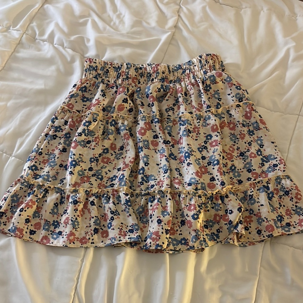 Altar'd State Blue Pink Ruffled Skater Mini Skirt